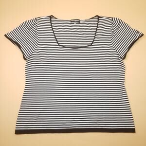 Karl Lagerfeld Paris Striped Blouse Shirt Signature U Neck